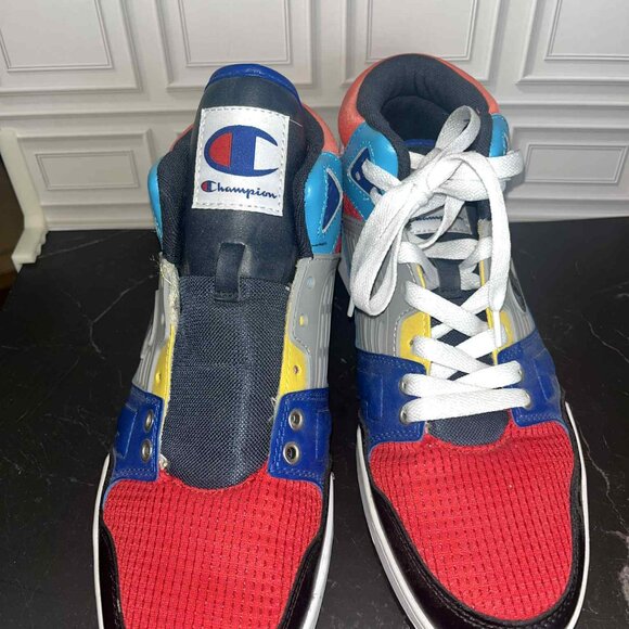 Champion 3 on 3 Hi Top Retro Basketball Shoes Black Red | Men's Size 9.5 - Picture 2 of 3